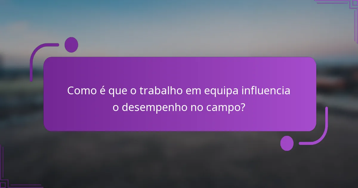 Como é que o trabalho em equipa influencia o desempenho no campo?