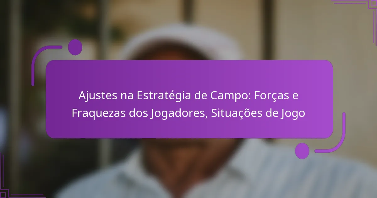 Ajustes na Estratégia de Campo: Forças e Fraquezas dos Jogadores, Situações de Jogo