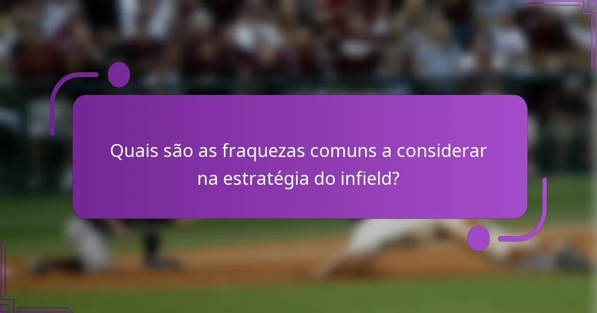 Quais são as fraquezas comuns a considerar na estratégia do infield?
